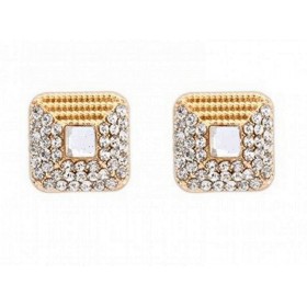 Modern Square Diamond Stud Earrings
